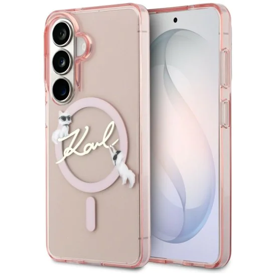 Калъф за Samsung Galaxy S26 - IML Choupette Karl Script Logo MagSafe - Karl Lagerfeld - Розов