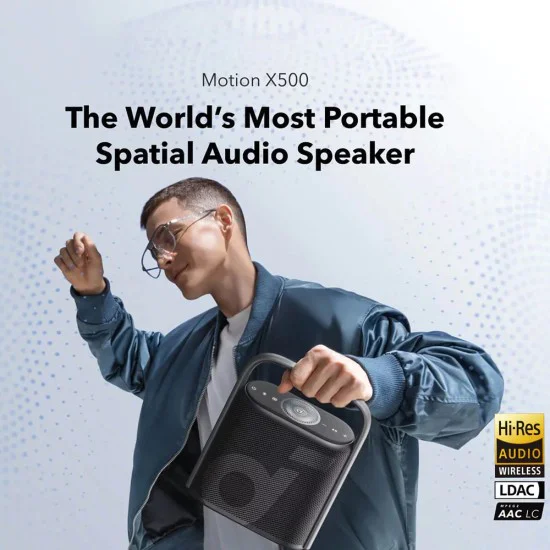 Безжична колонка Anker SoundCore Motion X500 (A3131011) - Hi-Res, Spatial Audio, 40W, IPX7, App - Черна