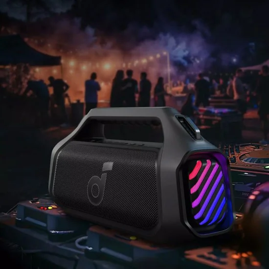 Безжична колонка Anker SoundCore Boom 2 Plus (A3134011) - Bluetooth 5.3, 140W, BassUp 2.0, IPX7, RGB - Черна