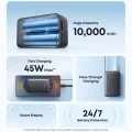 Външна батерия Anker Nano (A1638H11) - вграден Type-C кабел, 10000mAh, 45W, LED дисплей - Черна