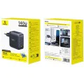 Зарядно устройство Baseus EnerFill FH11 (E0121J00) - 3x USB-C, 1x USB-A, 140W, GaN технология - Черно