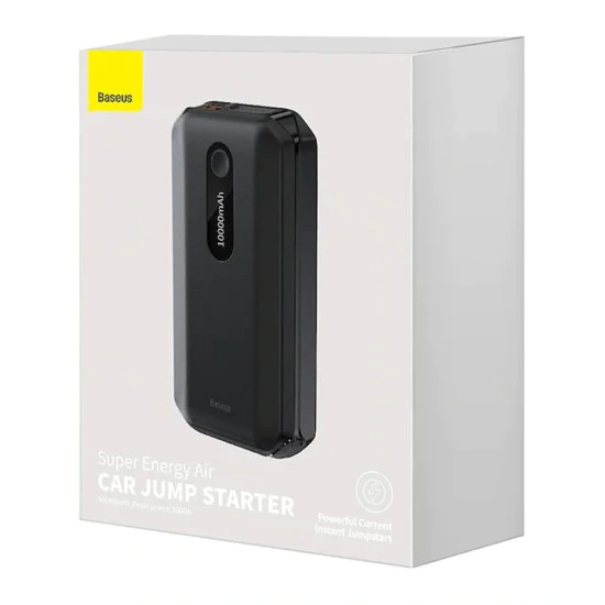 Jump Starter Baseus Super Energy Air (CGNL020101) - 10.000mAh, 1000A, 12V, за до 4.0L бензин/2.5L дизел - Черен