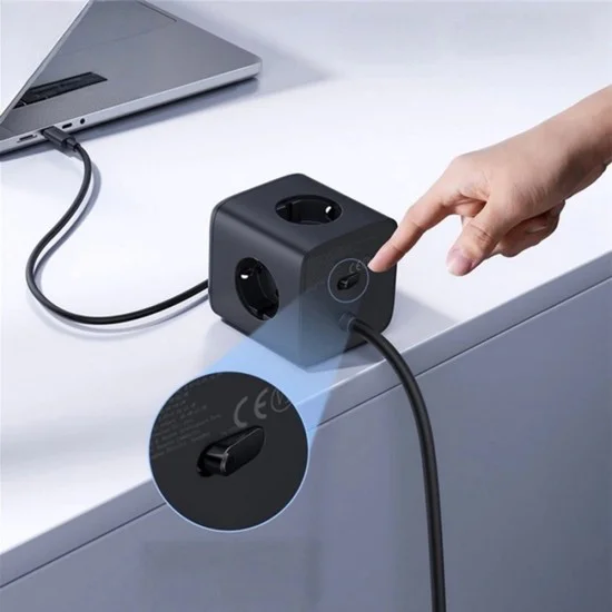 Разклонител Baseus EnerFill FA11 (E00082100123-00) - 3 x EU контакта, USB, Type-C, 67W, 1.5м - Черен