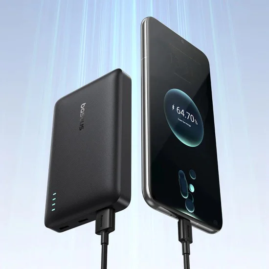 Външна батерия Baseus EnerFill FP21 (P1008210D123-00) - два порта, 10000mAh, 22.5W, тънък дизайн - Черна