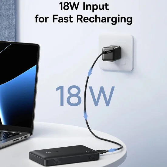 Външна батерия Baseus EnerFill FP21 (P1008210D123-00) - два порта, 10000mAh, 22.5W, тънък дизайн - Черна