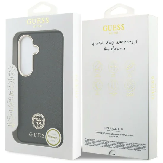 Калъф за Samsung Galaxy S26 - Rhinestone Round Logo - Guess - Черен