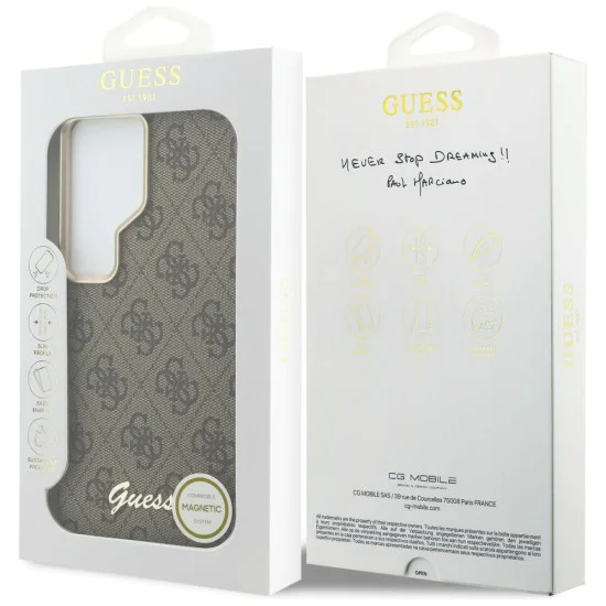 Калъф за Samsung Galaxy S26 - 4G Script MagSafe - Guess - Кафяв