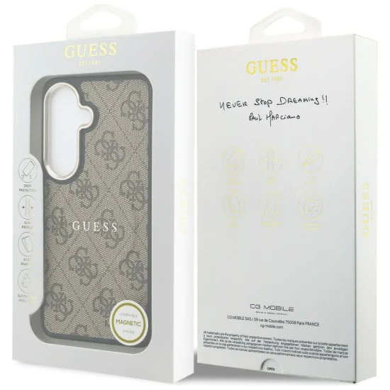 Калъф за Samsung Galaxy S26 - 4G Embossed Ring MagSafe - Guess - Кафяв
