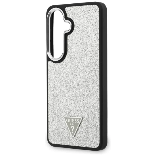Калъф за Samsung Galaxy S26 - Fixed Glitter Triangle Logo MagSafe - Guess - Сребрист