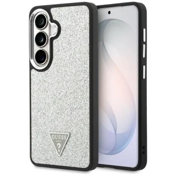 Калъф за Samsung Galaxy S26 - Fixed Glitter Triangle Logo MagSafe - Guess - Сребрист