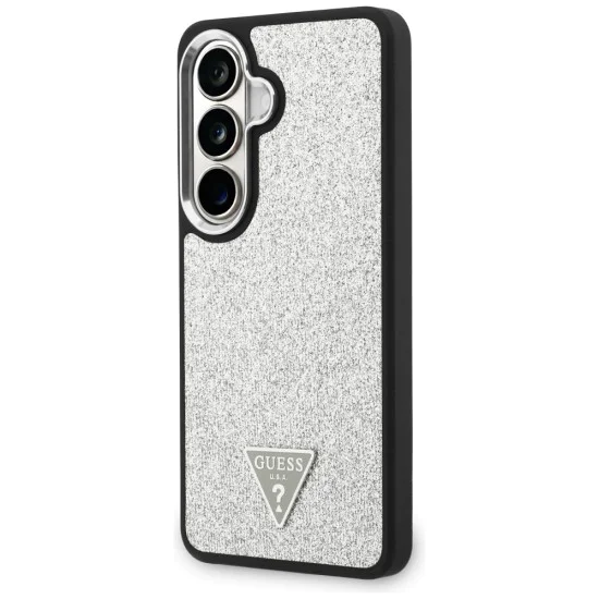 Калъф за Samsung Galaxy S26 - Fixed Glitter Triangle Logo MagSafe - Guess - Сребрист
