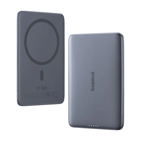 Външна батерия Baseus PicoGo AM41 (P1007680C813-00) - MagSafe, 5000mAh, LED индикатор - Сива
