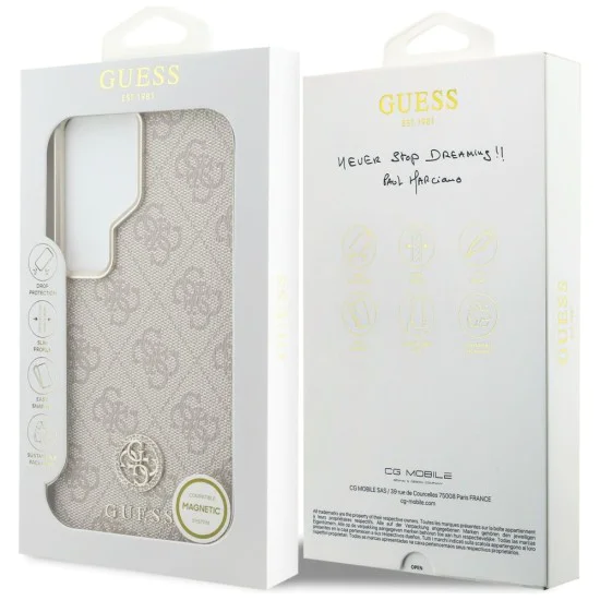 Калъф за Samsung Galaxy S26 Ultra - Rhinestone Round Logo MagSafe - Guess - Розов