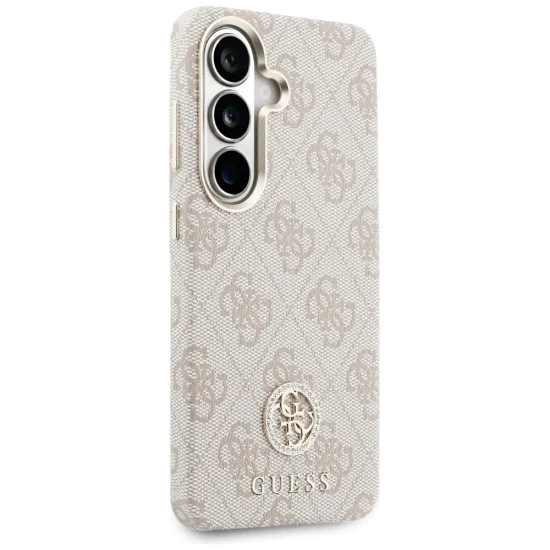 Калъф за Samsung Galaxy S26 - Rhinestone Round Logo MagSafe - Guess - Розов