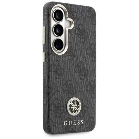 Калъф за Samsung Galaxy S26 - Rhinestone Round Logo MagSafe - Guess - Черен