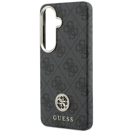 Калъф за Samsung Galaxy S26 - Rhinestone Round Logo MagSafe - Guess - Черен