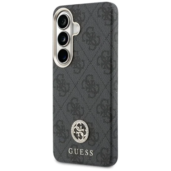 Калъф за Samsung Galaxy S26 - Rhinestone Round Logo MagSafe - Guess - Черен
