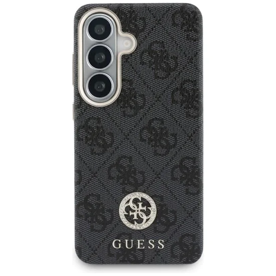 Калъф за Samsung Galaxy S26 - Rhinestone Round Logo MagSafe - Guess - Черен