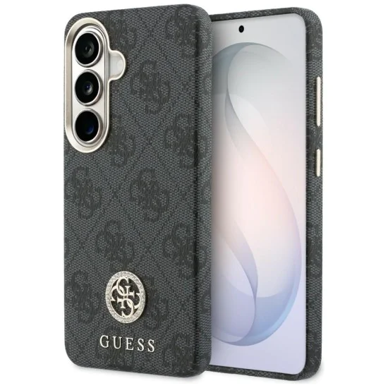 Калъф за Samsung Galaxy S26 - Rhinestone Round Logo MagSafe - Guess - Черен