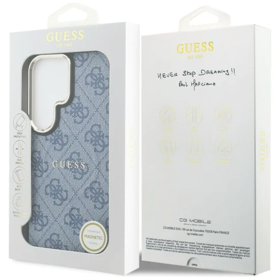 Калъф за Samsung Galaxy S26 Ultra - 4G Embossed Ring MagSafe - Guess - Син