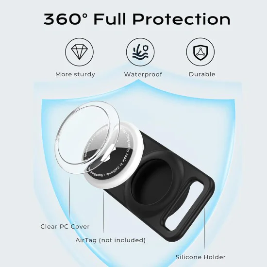 Калъф за нашийник за AirTag Techsuit BuddyGuard (DG1) - водоустойчив - Черен