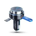 FM трансмитер за кола 3mk Hyper - с функция за зареждане, MP3 Player, LED, 2x USB, Card Slot, 30W, QC, 2A - Черен/Сребрист