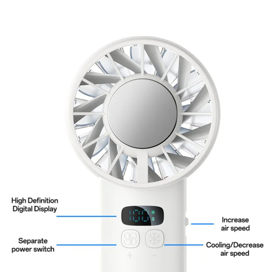 Ръчен вентилатор Yesido YF18 - с LCD Display, 12W Brushless Motor, 5500 RPM, 100x Speed, 12W, 3600mAh, Type-C - Черен