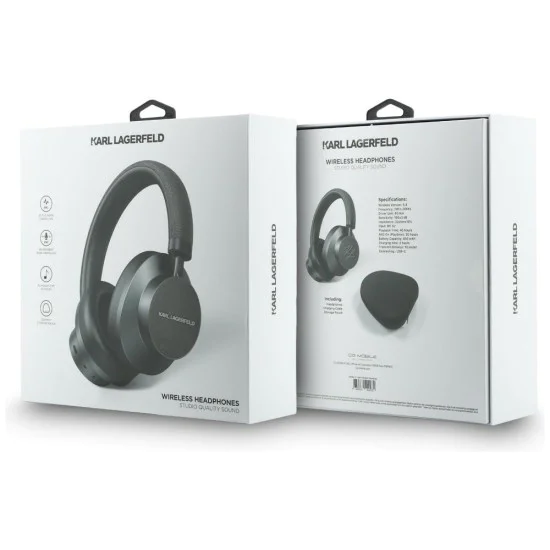 Безжични слушалки Karl Lagerfeld Saffiano Elongated - Over-Ear Headset, ANC, Bluetooth, Type-C - Сиви