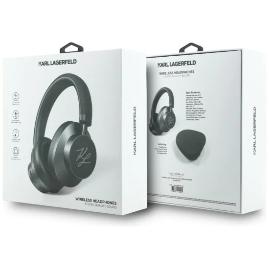 Безжични слушалки Karl Lagerfeld Grained Initials - Over-Ear Headset, ANC, Bluetooth, Type-C - Черни