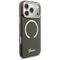Калъф за iPhone 17 Pro Max - IML Glitter Script Strap MagSafe - Guess - Черен