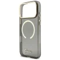Калъф за iPhone 17 Pro Max - IML Glitter Script Strap MagSafe - Guess - Черен