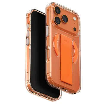 Калъф за iPhone 17 Pro - Heldro Air MagClick - UNIQ - Прозрачен / Оранжев