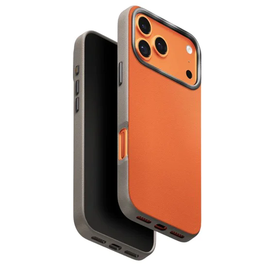 Калъф за iPhone 17 Pro - Lyden Leatherette Case - UNIQ - Оранжев / Бежов