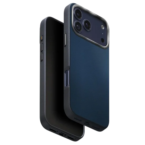 Калъф за iPhone 17 Pro - Lyden Leatherette Case - UNIQ - Син / Черен
