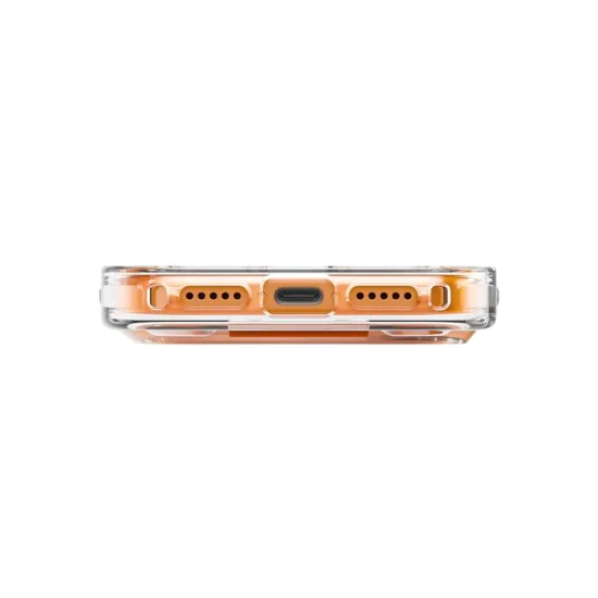 Калъф за iPhone 17 Pro - Heldro Air MagClick - UNIQ - Прозрачен / Оранжев