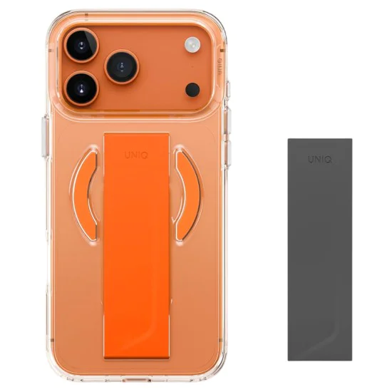 Калъф за iPhone 17 Pro - Heldro Air MagClick - UNIQ - Прозрачен / Оранжев