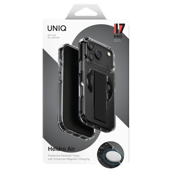 Калъф за iPhone 17 Pro - Heldro Air MagClick - UNIQ - Черен / Сив