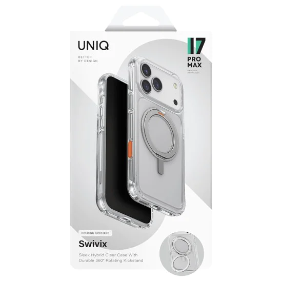 Калъф за iPhone 17 - Swivix 360° Kickstand - UNIQ - Сребрист