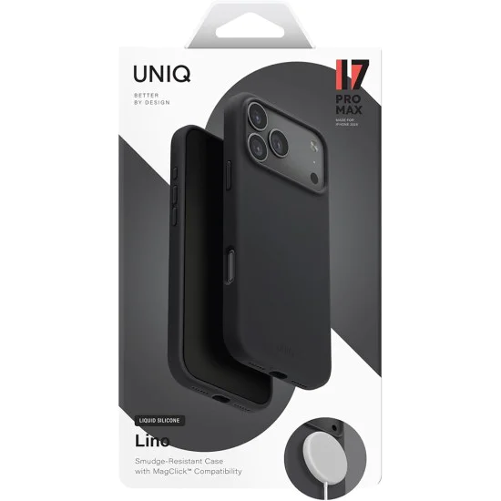 Калъф за iPhone 17 - Lino MagClick™ - UNIQ - Charcoal Black