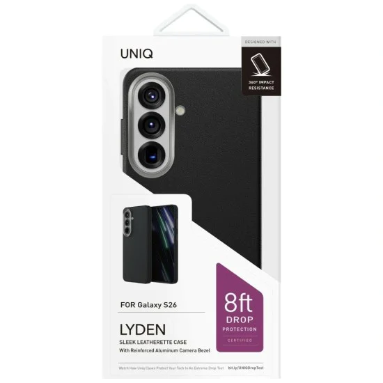 Калъф за Samsung Galaxy S26 - Lyden Leatherette Case - UNIQ - Черен
