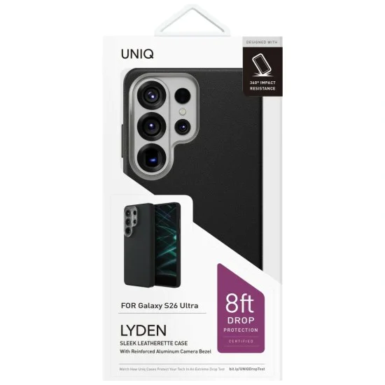 Калъф за Samsung Galaxy S26 Ultra - Lyden Leatherette Case - UNIQ - Черен