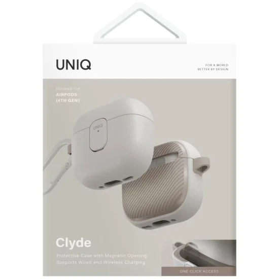 Калъф за AirPods 4 - Clyde Series - UNIQ - Сив / Бежов
