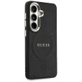 Калъф за Samsung Galaxy S26 - Saffiano Peony Embossed Ring MagSafe - Guess - Черен