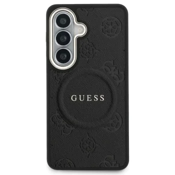Калъф за Samsung Galaxy S26 - Saffiano Peony Embossed Ring MagSafe - Guess - Черен