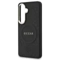 Калъф за Samsung Galaxy S26 - Saffiano Peony Embossed Ring MagSafe - Guess - Черен