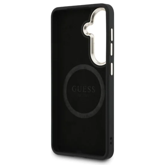 Калъф за Samsung Galaxy S26 - Saffiano Peony Embossed Ring MagSafe - Guess - Черен