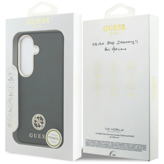 Калъф за Samsung Galaxy S26 Plus - Rhinestone Round Logo MagSafe - Guess - Черен