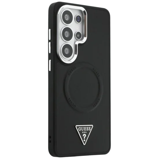 Калъф за Samsung Galaxy S26 Ultra - Embossed Ring Triangle Logo MagSafe - Guess - Черен