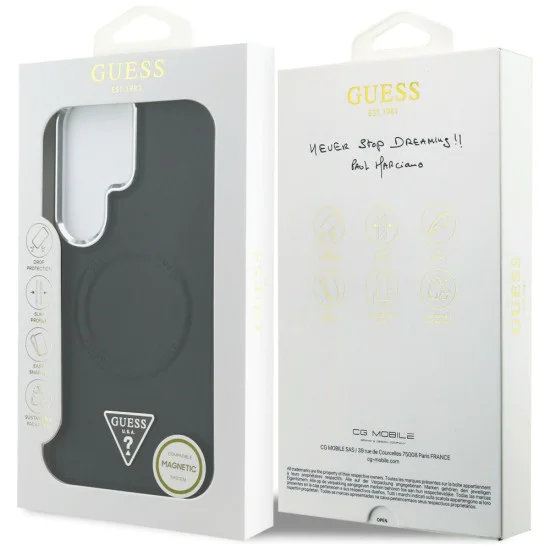 Калъф за Samsung Galaxy S26 Ultra - Embossed Ring Triangle Logo MagSafe - Guess - Черен