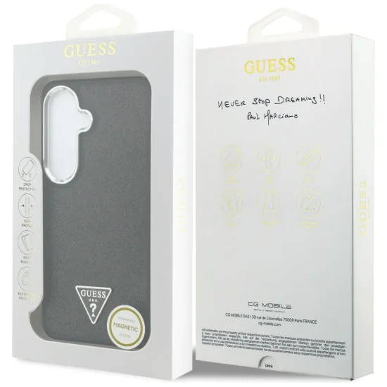 Калъф за Samsung Galaxy S26 Plus - Fixed Glitter Triangle Logo MagSafe - Guess - Черен